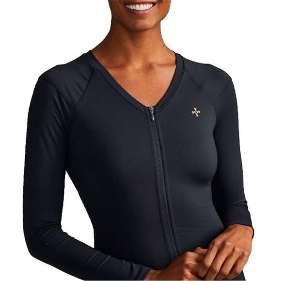 Tommie Copper NWT Long Sleeve V Neck Compression Front Zipper Black L - Picture 4 of 7